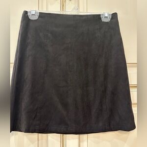 Faux Suede Black Women's Skirt